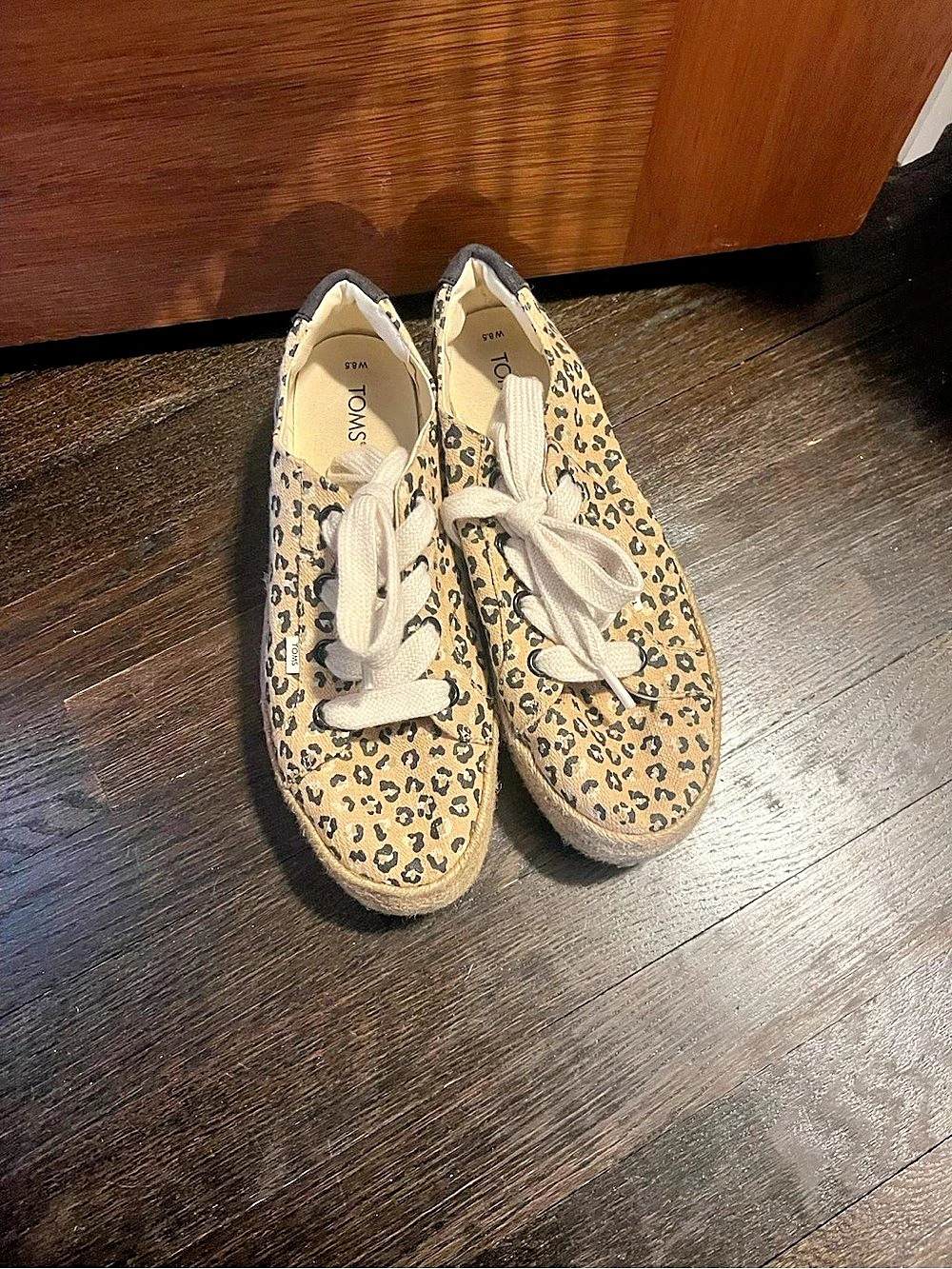 TOMS Carolina Lace-Up Espadrille Leopard Print Sneakers